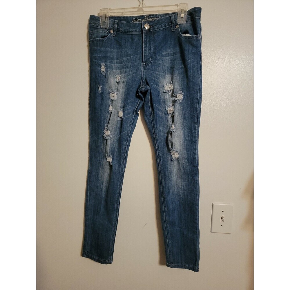 State of Independence Womens Jeans Size 9 - Medium Wash Distressed Faded Jeans